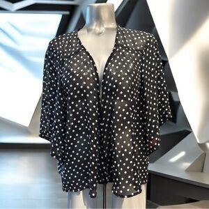 Free | Chic Sheer Black and White Polka Dot Cover Up